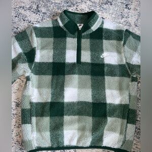 Nike green and white checkered fleece jacket #fleecelove #Nike Size Medium (New)